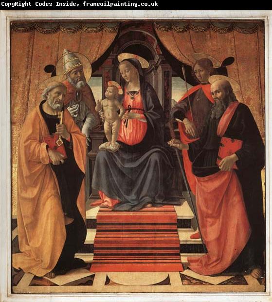 Domenicho Ghirlandaio Thronende Madonna mit den Heiligen Petrus,Clemens,Sebastian und Paulus
